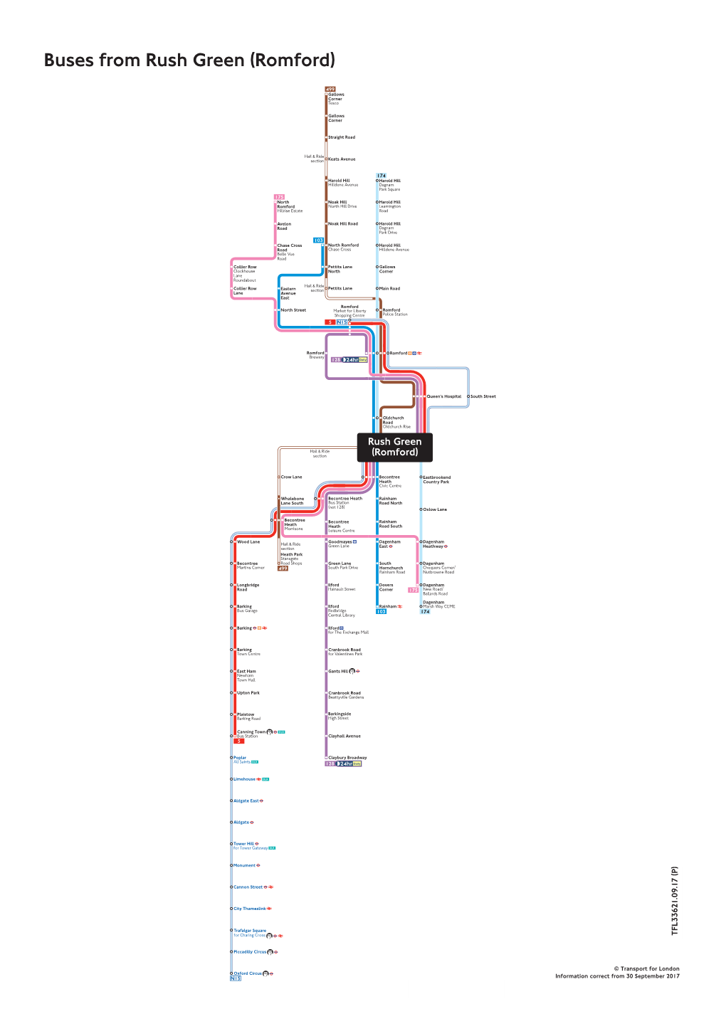 Buses from Rush Green (Romford)