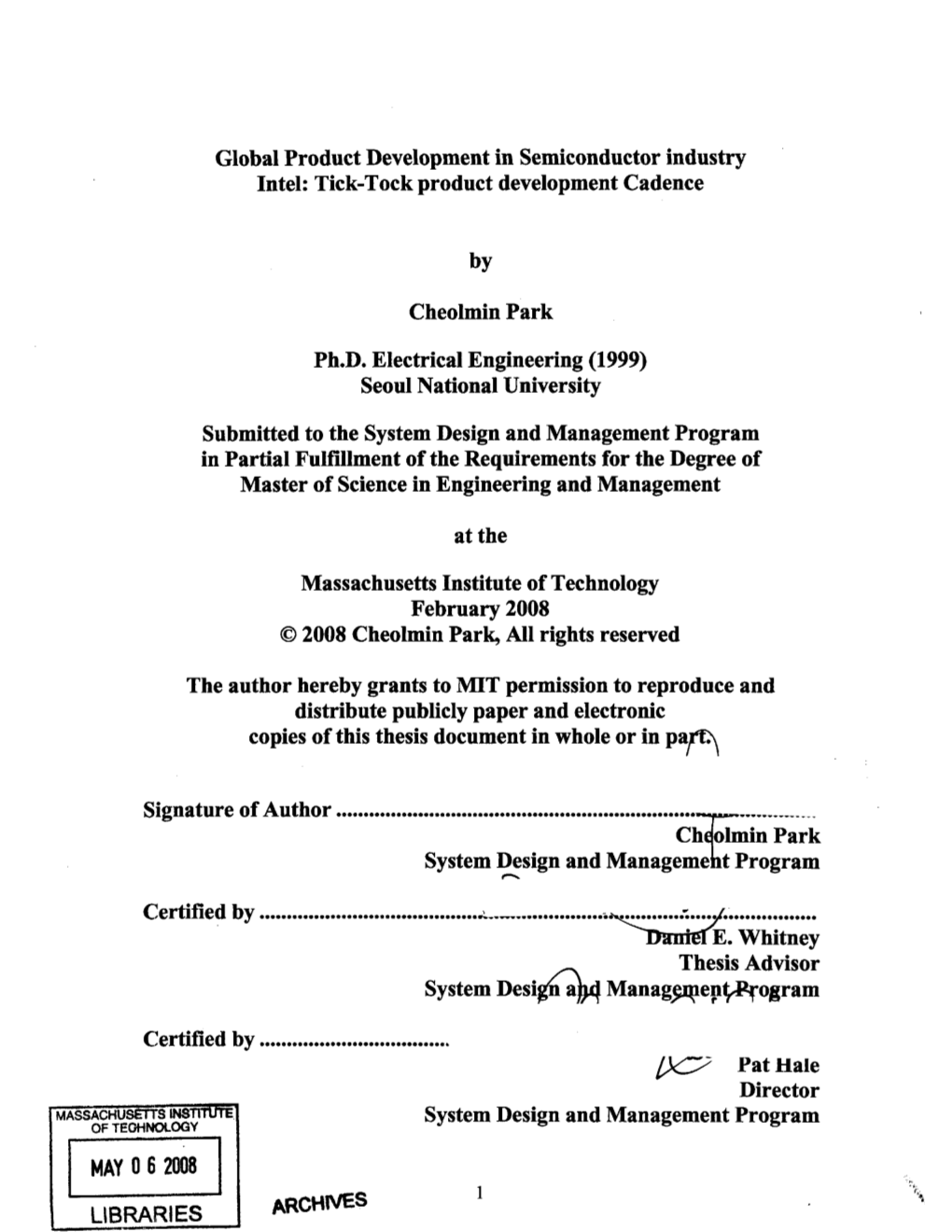 Global Product Development in Semiconductor Industry Intel: Tick-Tock Product Development Cadence