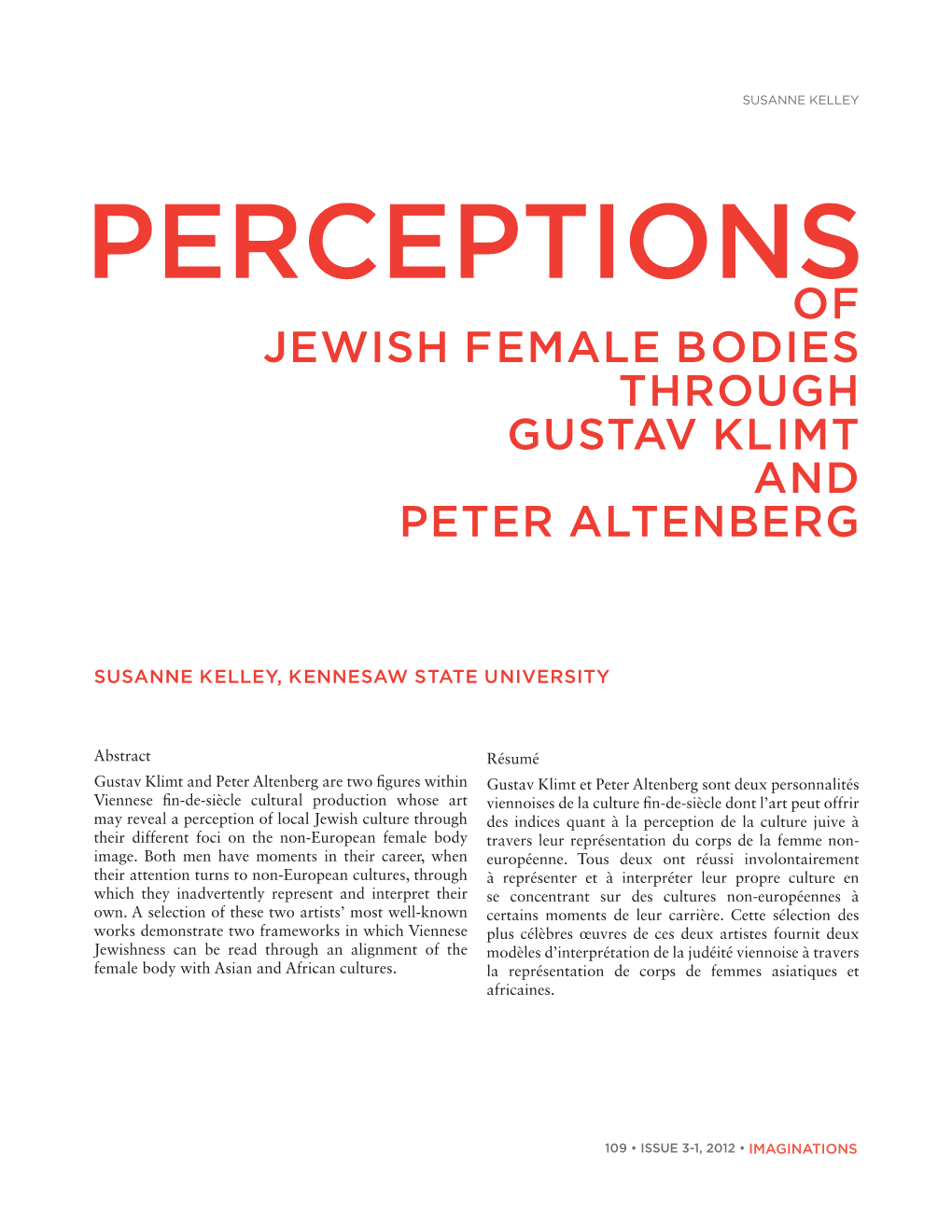 PERCEPTIONS of Jewish Female Bodies Through Gustav Klimt and Peter Altenberg