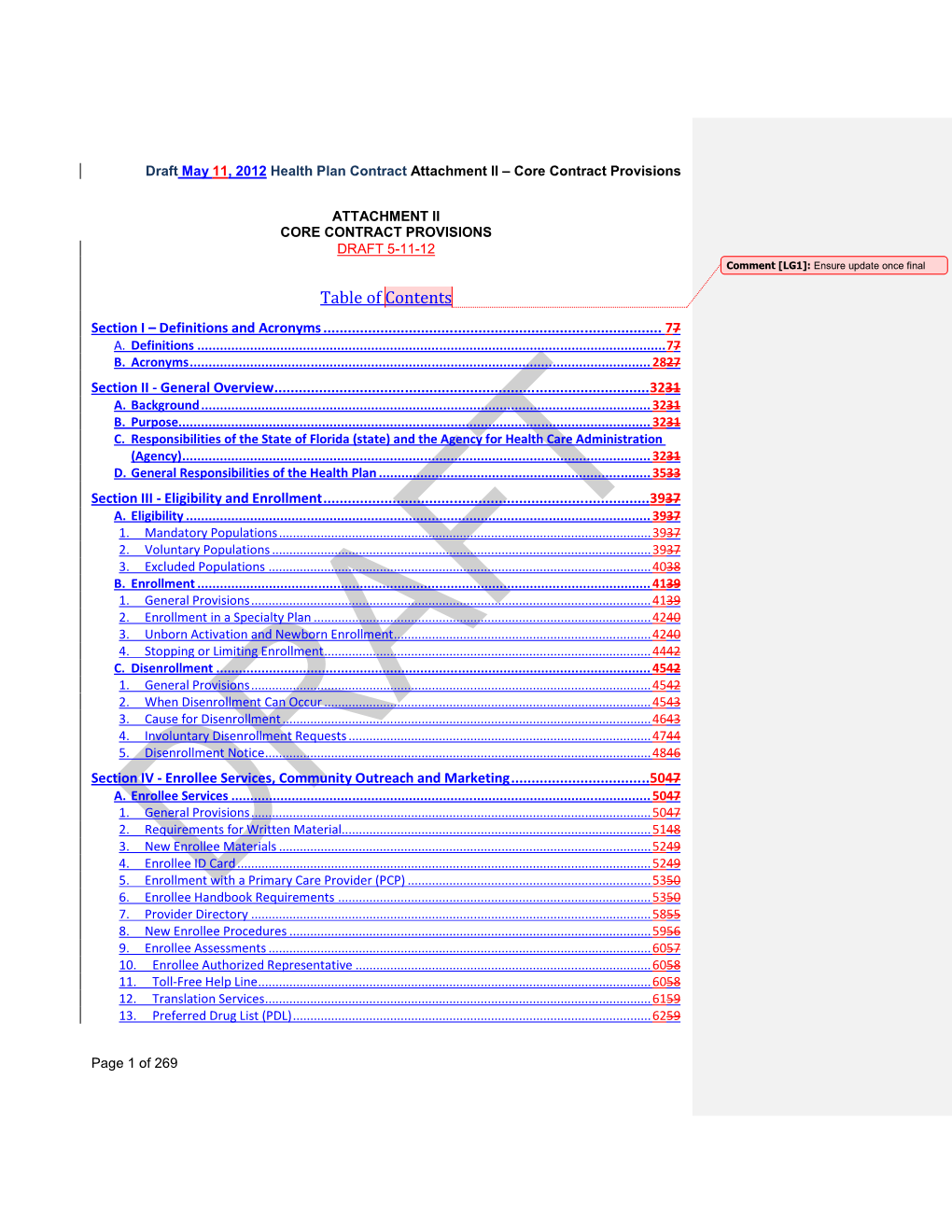 Section I – Definitions and Acronyms