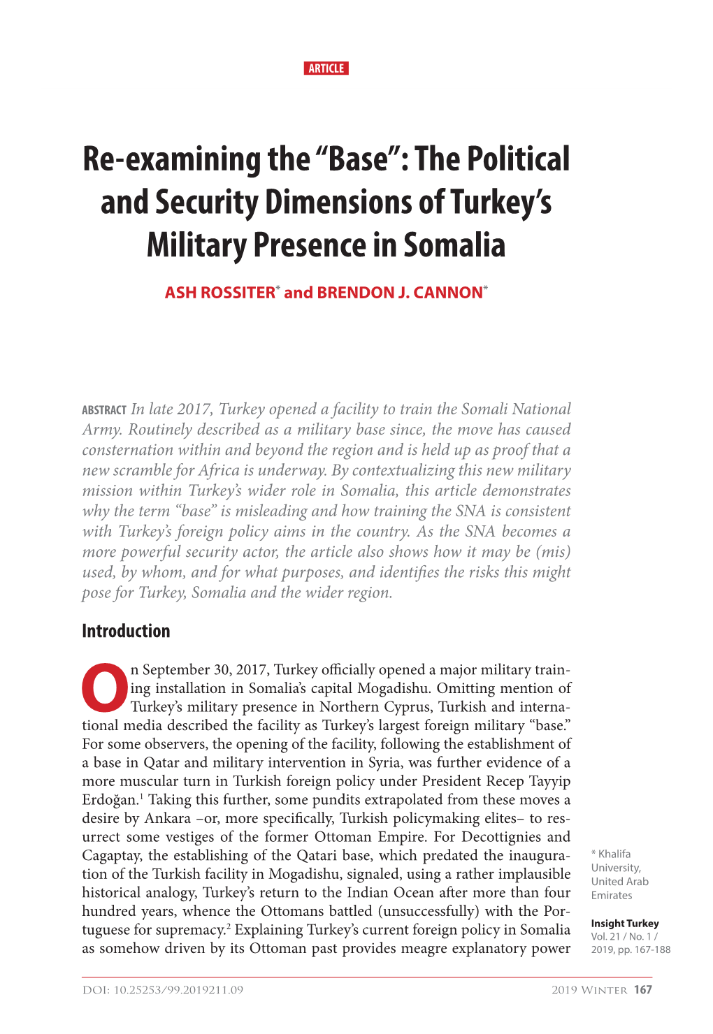 The Political and Security Dimensions of Turkey's Military Presence In