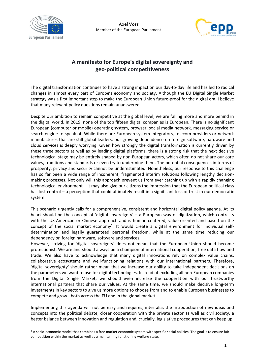 A Manifesto for Europe's Digital Sovereignty and Geo