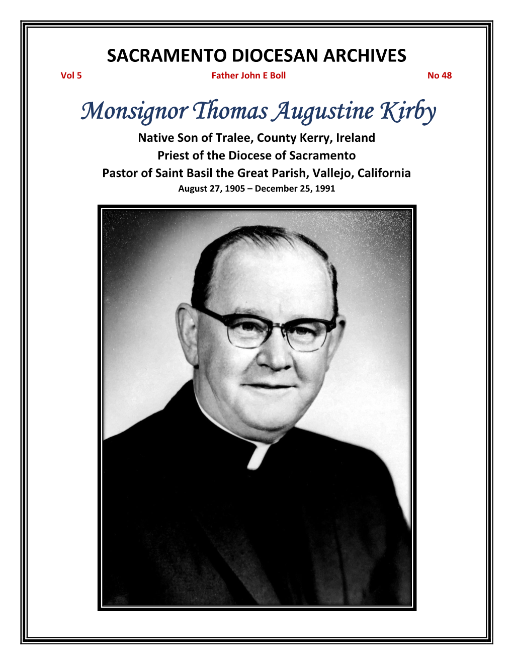 Monsignor Thomas Augustine Kirby