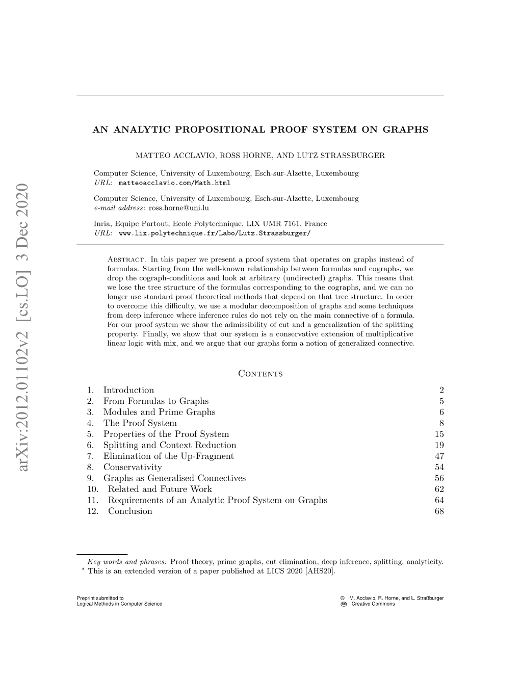 An Analytic Propositional Proof System on Graphs