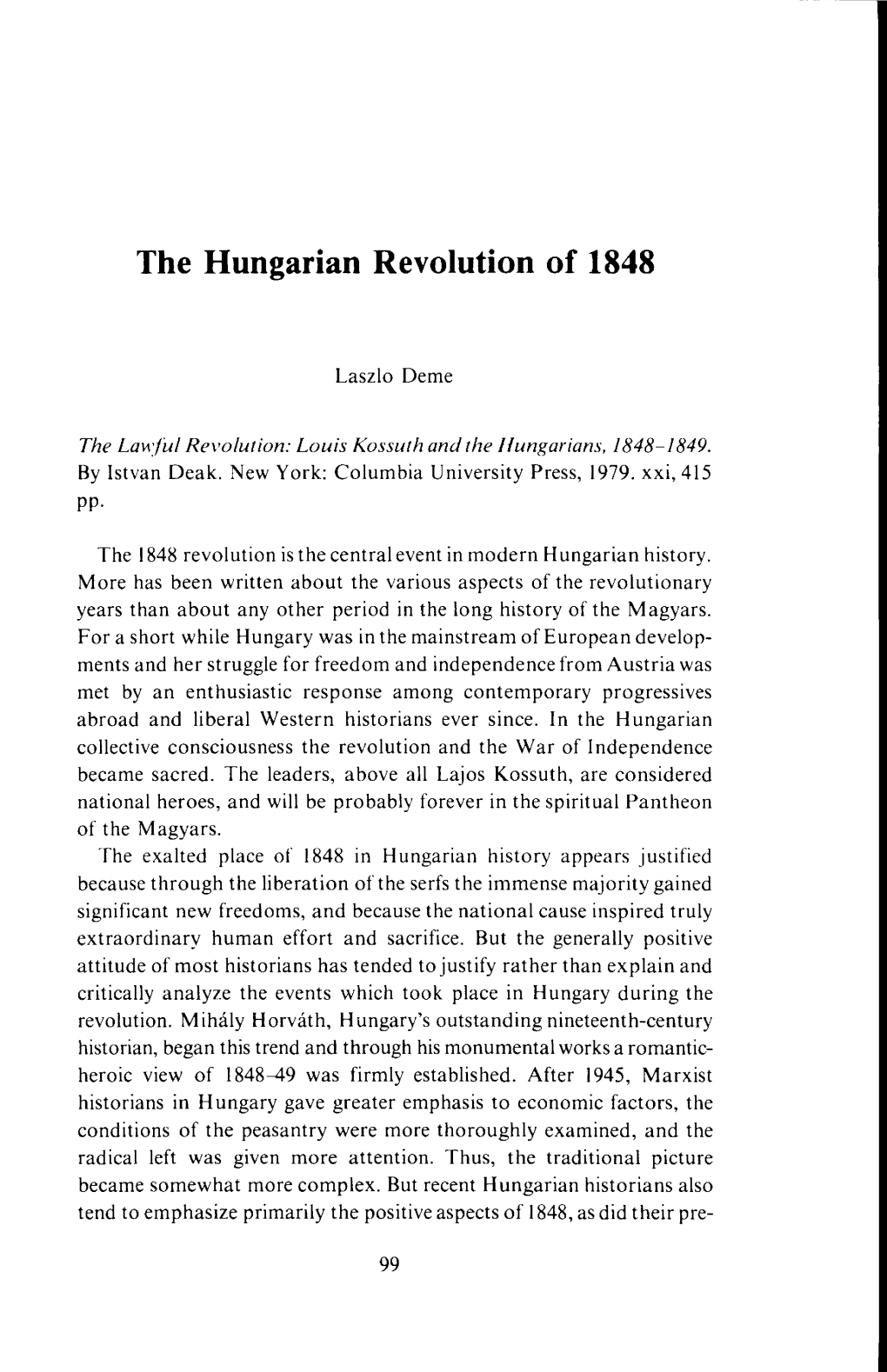 The Hungarian Revolution of 1848