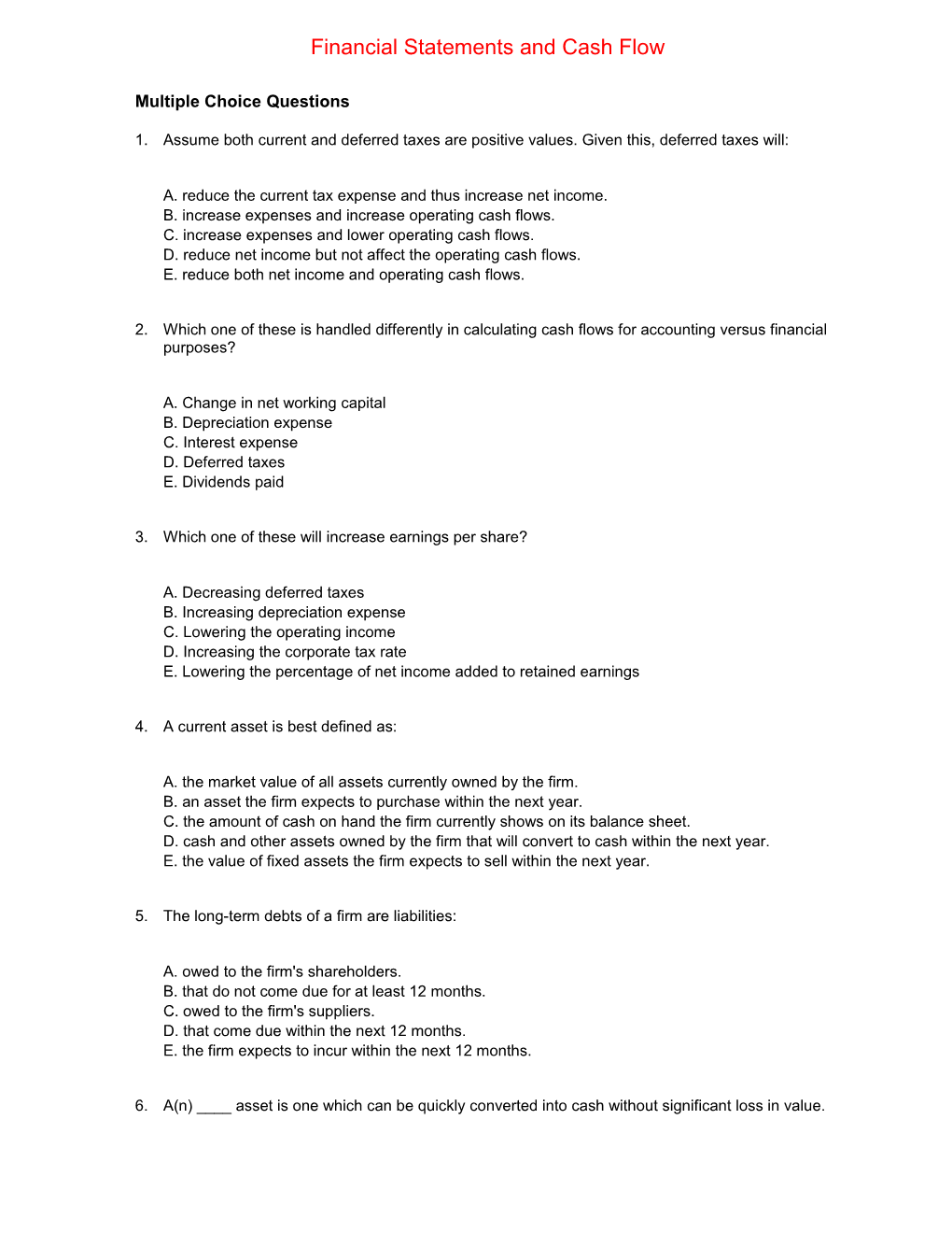 Financial Statements and Cash Flow s1