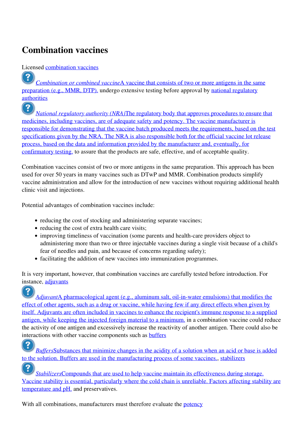 Combination Vaccines