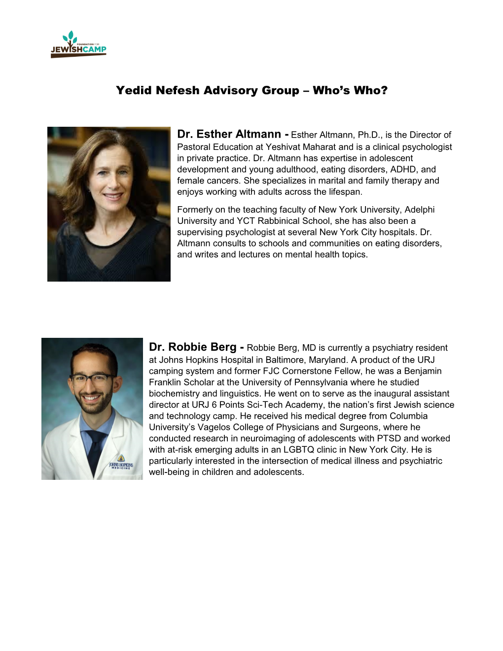 Yedid Nefesh Advisory Group – Who’S Who?