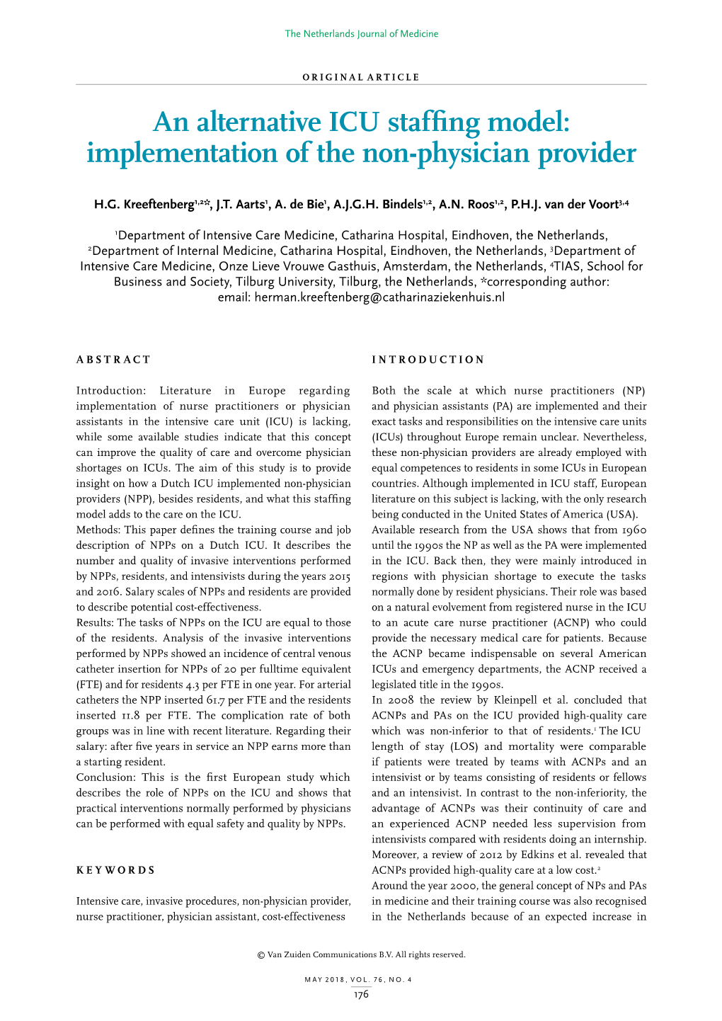 An Alternative ICU Staffing Model: Implementation of the Non-Physician Provider