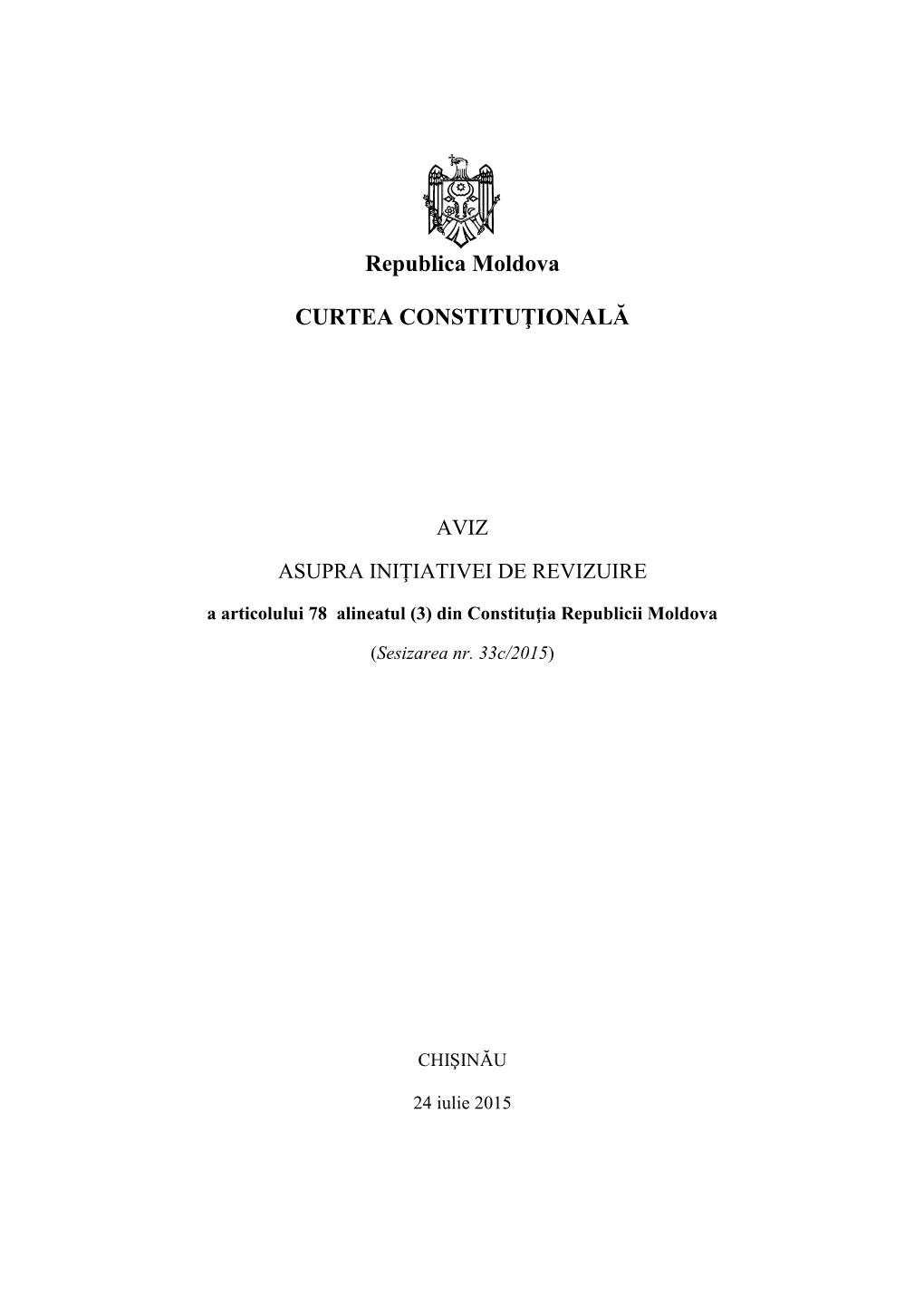 Republica Moldova CURTEA CONSTITUŢIONALĂ