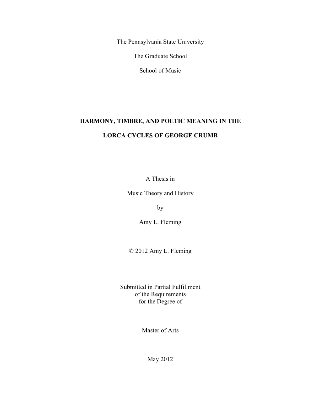 Harmony, Timbre, and Poetic Meaning in the Lorca Cycles of George Crumb