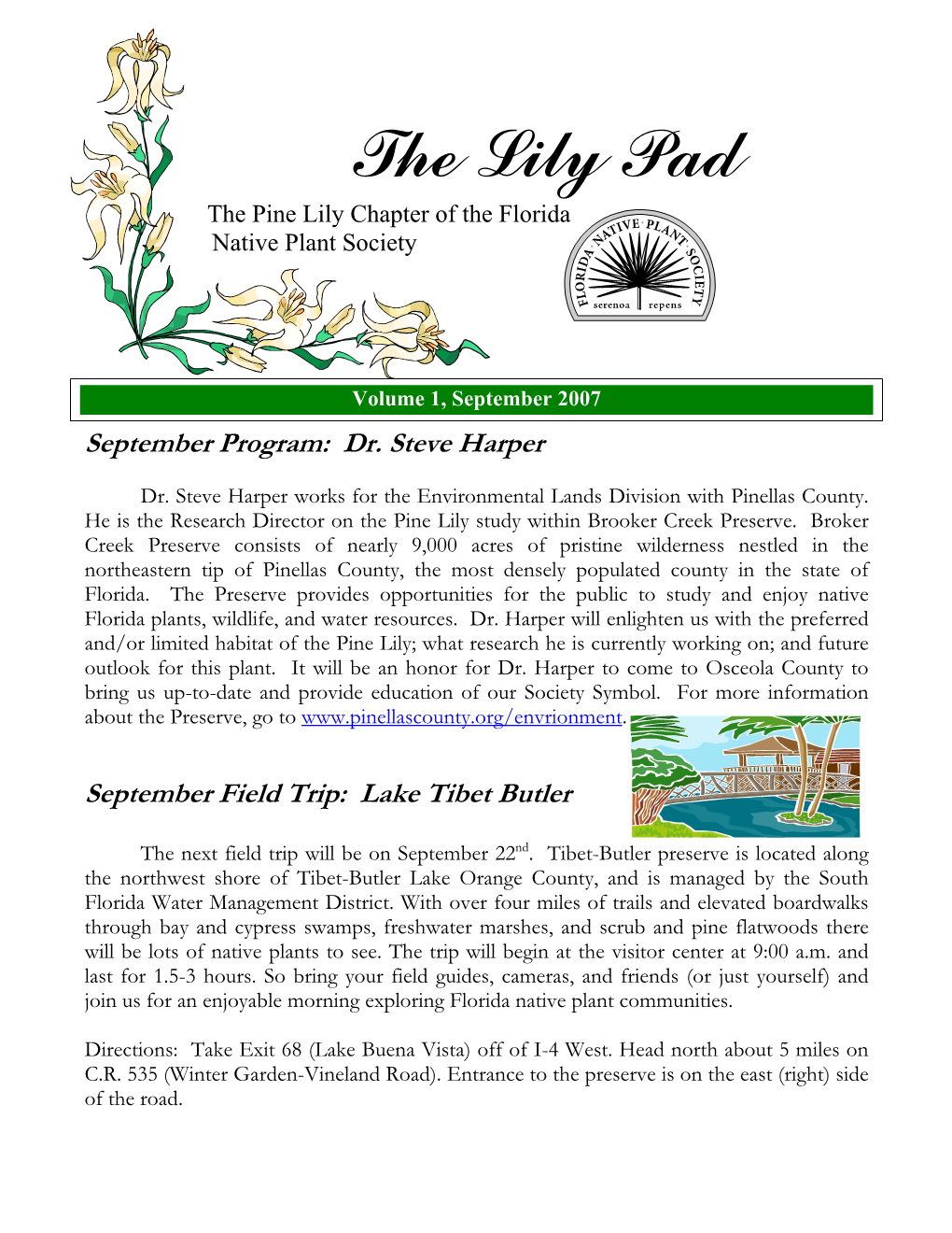 The Lily Pad the Pine Lily Chapter of the Florida Native Plant Society