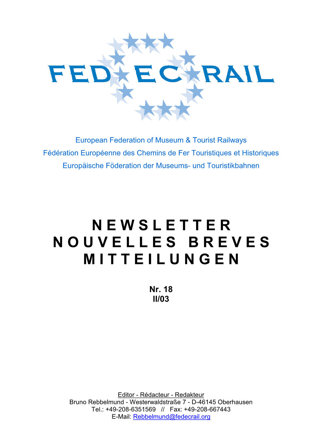 Page 1 European Federation of Museum & Tourist Railways
