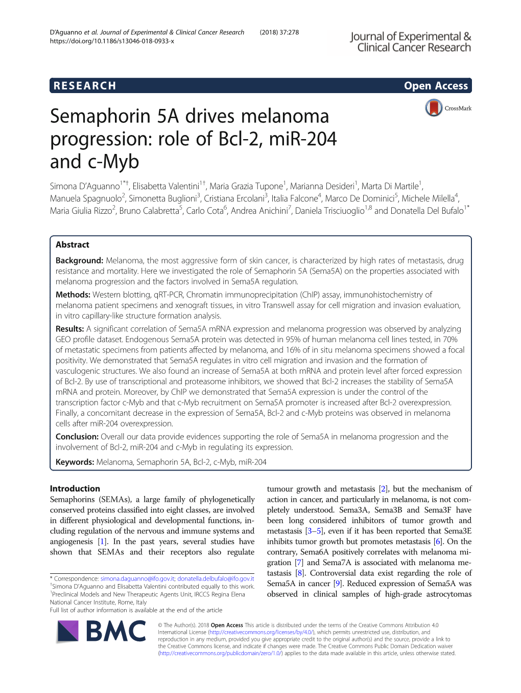 Role of Bcl-2, Mir-204 and C-Myb