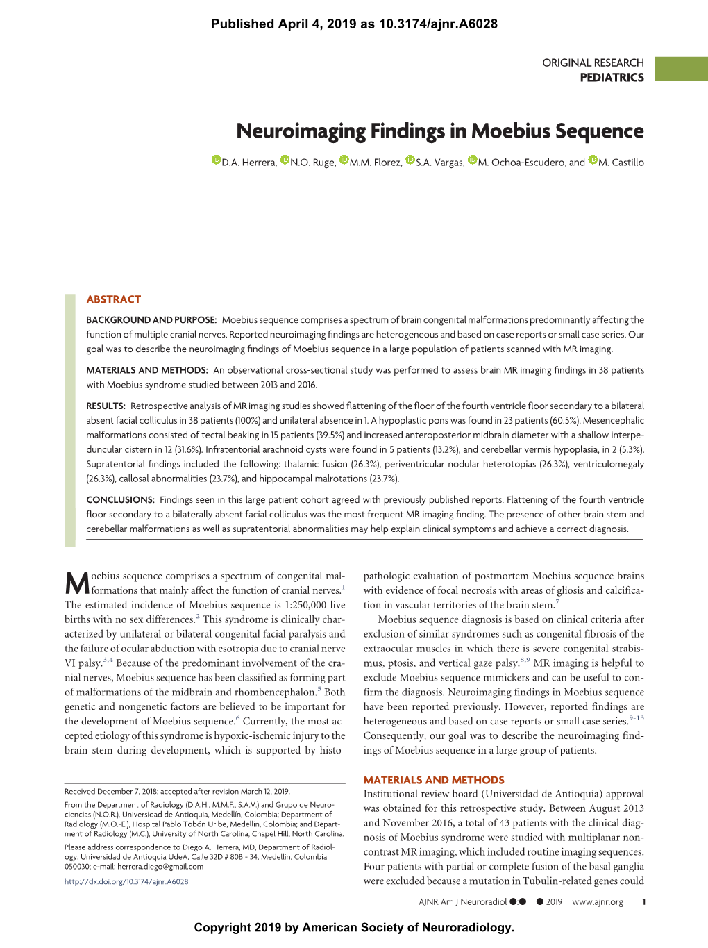Neuroimaging Findings in Moebius Sequence