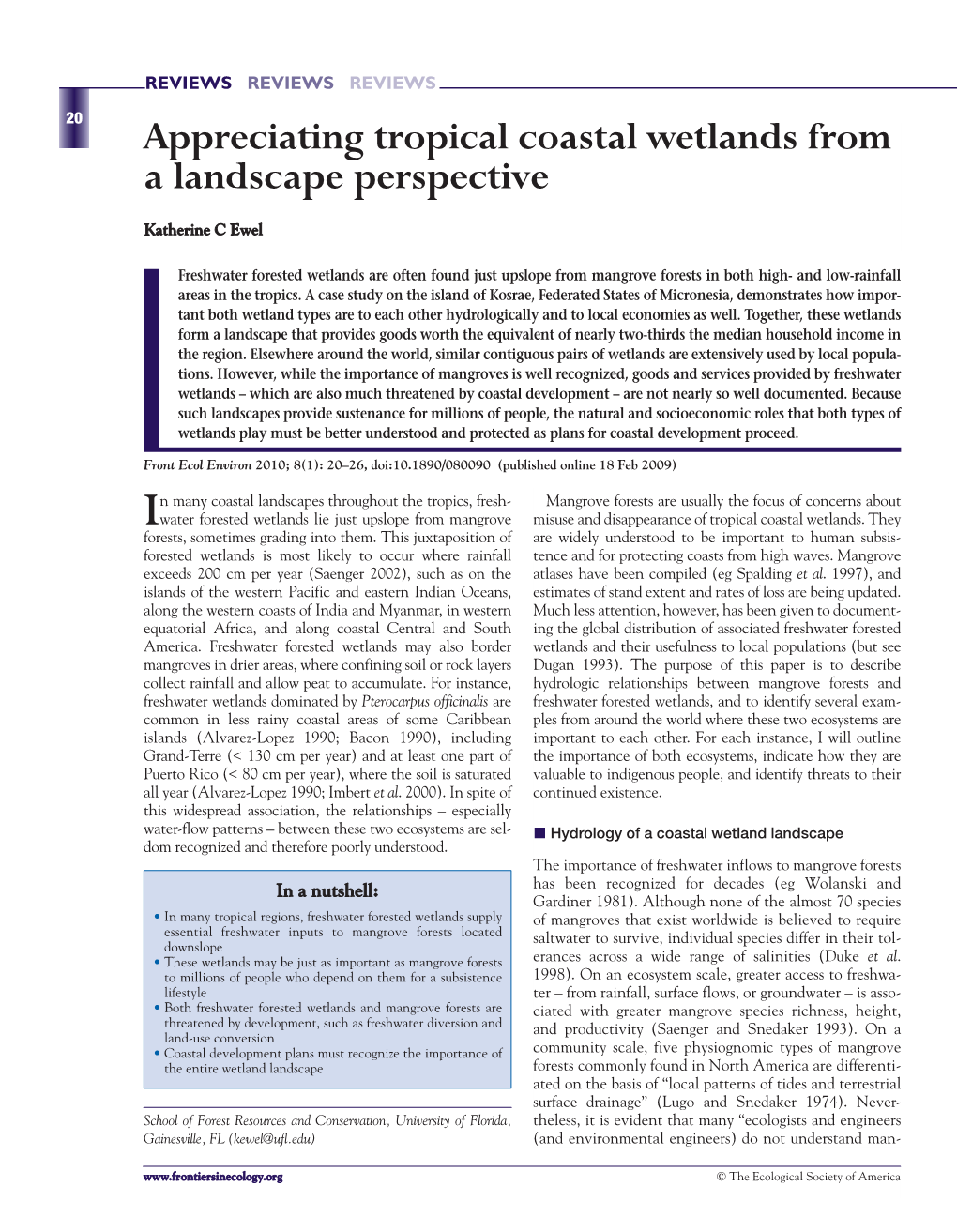 Appreciating Tropical Coastal Wetlands from a Landscape Perspective