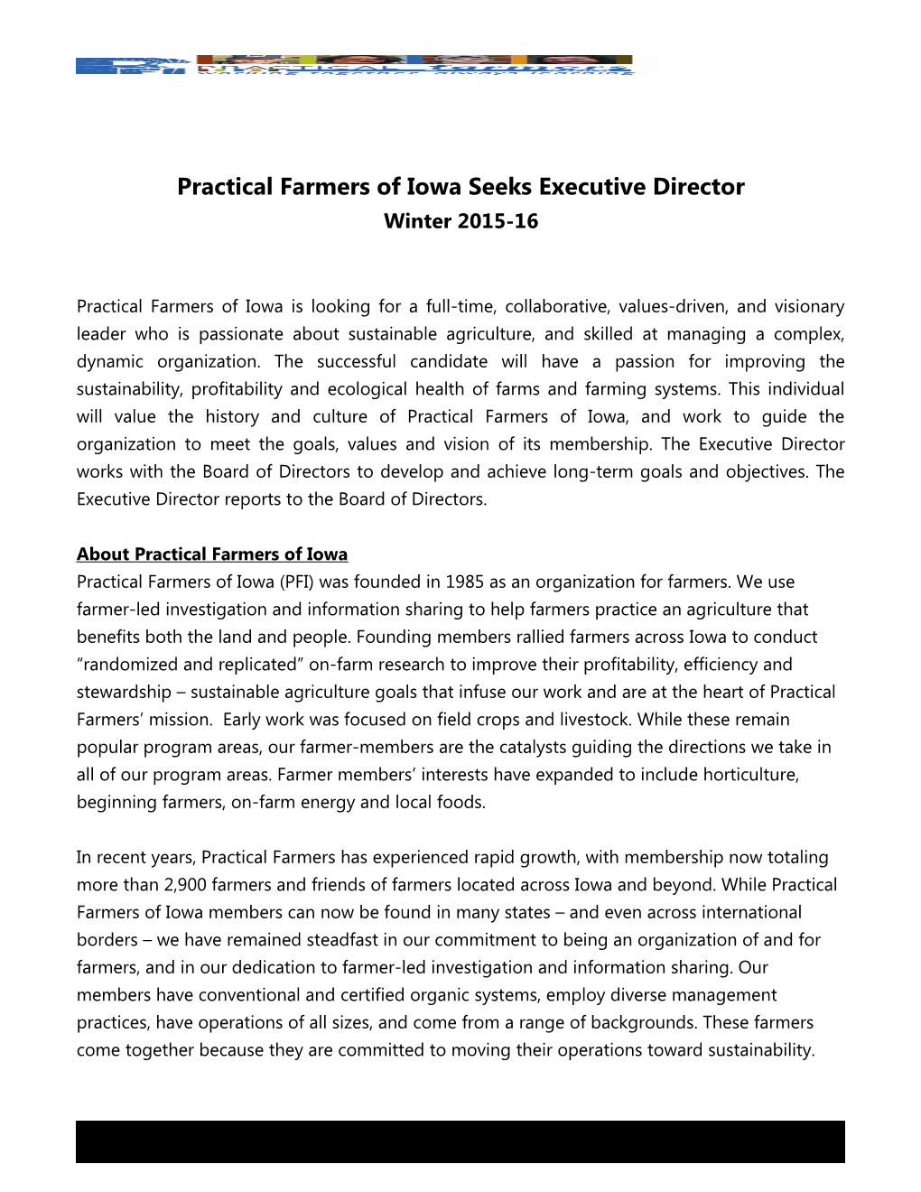 Practical Farmers of Iowa Seeks Executive Director