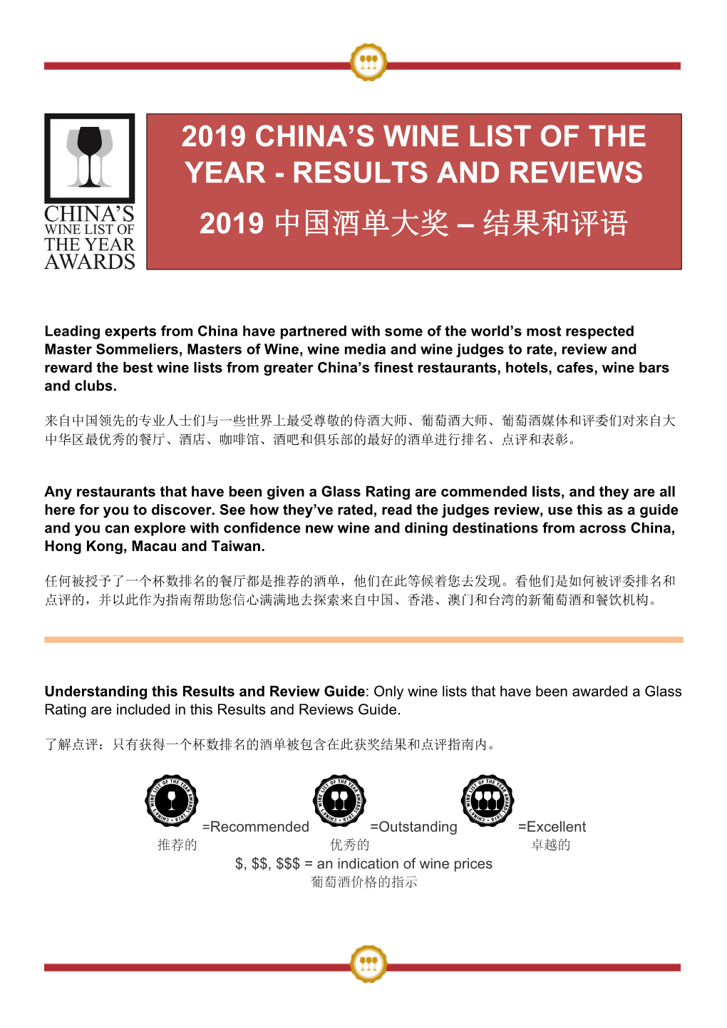 Results and Reviews 2019 中国酒单大奖 – 结果和评语