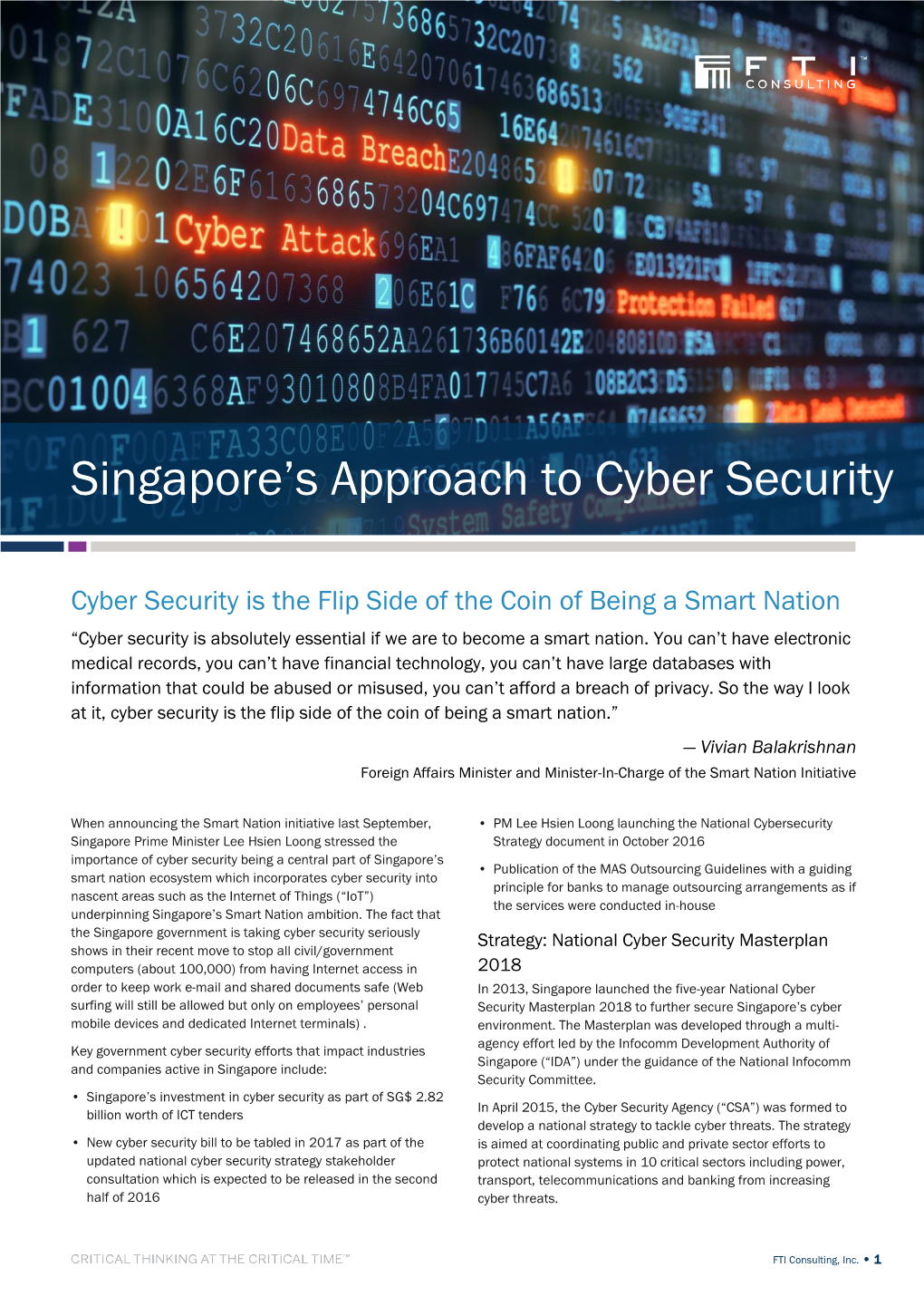 Singapore's Approach to Cyber Security