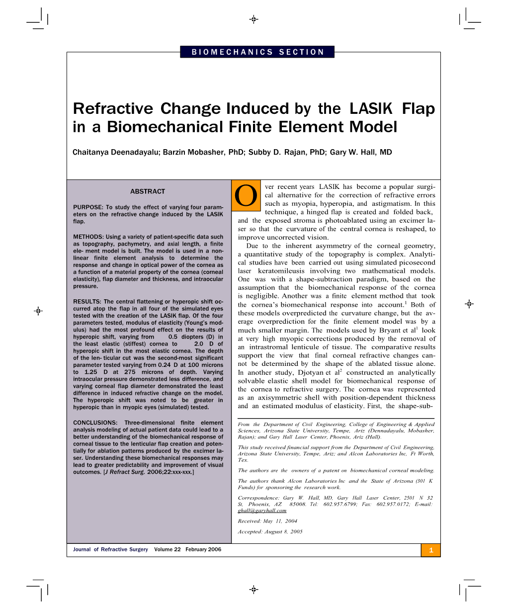 Refractive Change Induced by the LASIK Flap in a Biomechanical Finite Element Model