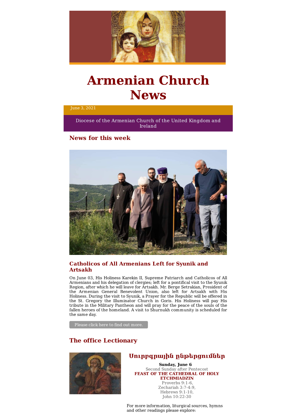 Armenian Church News