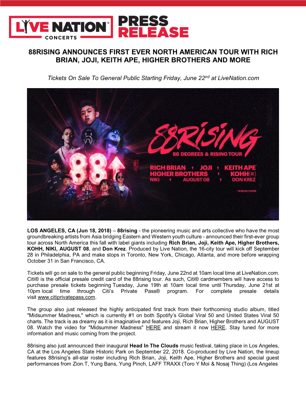 88Rising Announces First Ever North American Tour with Rich Brian, Joji, Keith Ape, Higher Brothers and More