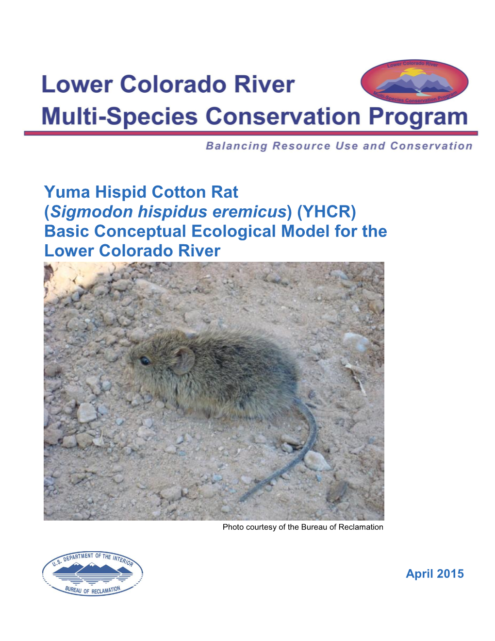 (Sigmodon Hispidus Eremicus) (YHCR) Basic Conceptual Ecological Model for the Lower Colorado River