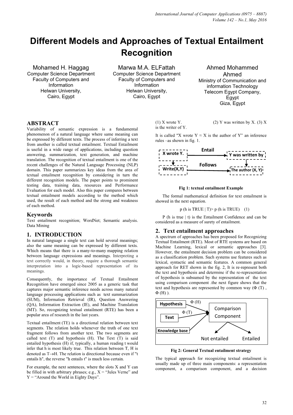 Different Models and Approaches of Textual Entailment Recognition