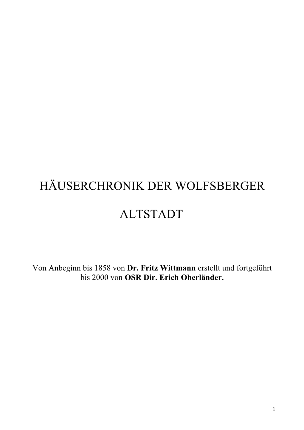 Häuserchronik Der Wolfsberger Altstadt