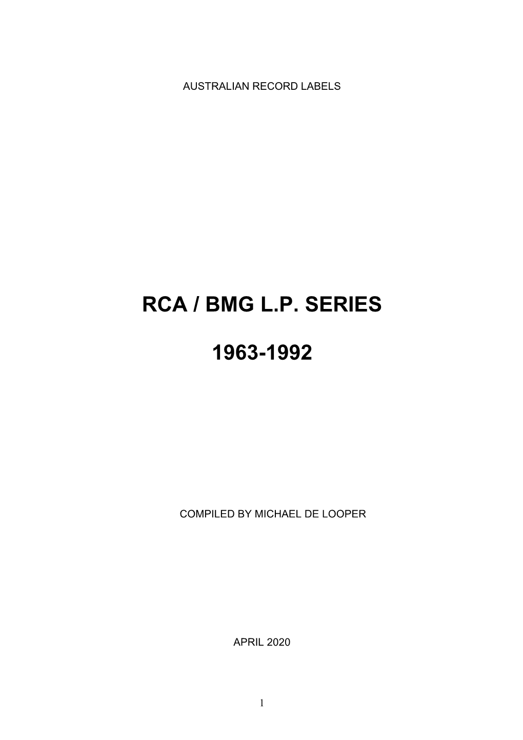 RCA Lps, 1963-1992