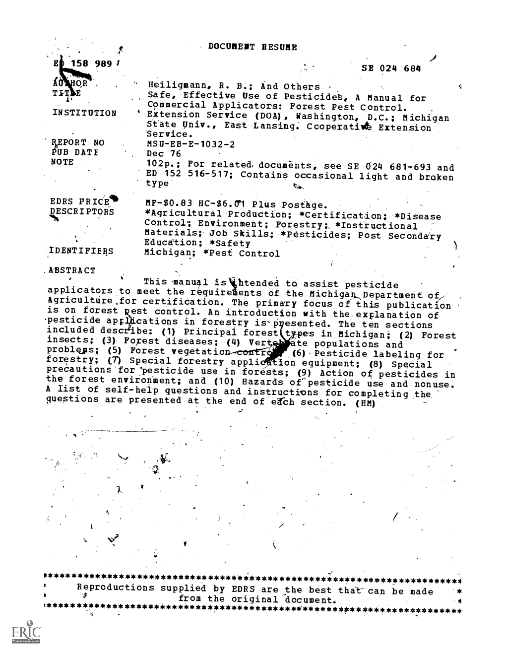 EDRS PRICE" This Manual Isibtended to Assist Pesticide