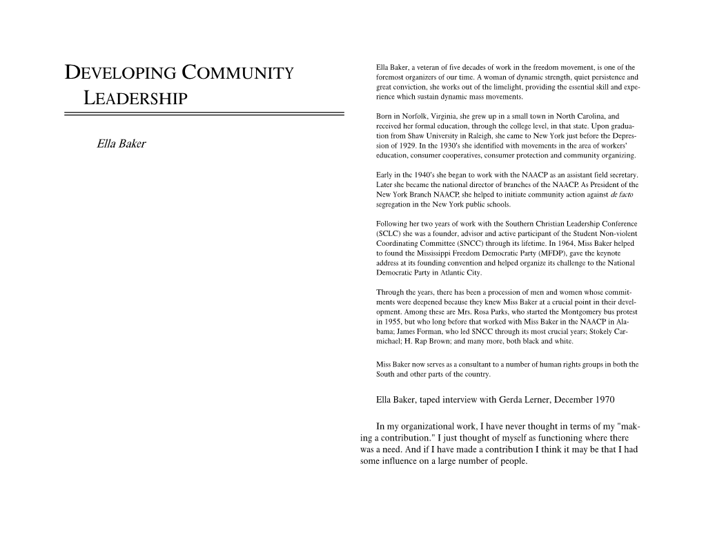 Developing Community Leadership