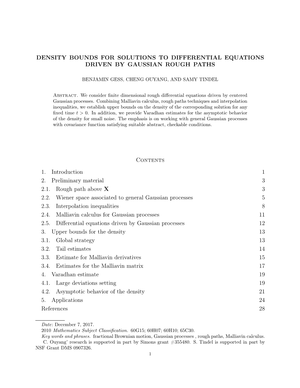 Density Bounds for Solutions to Differential Equations Driven by Gaussian Rough Paths