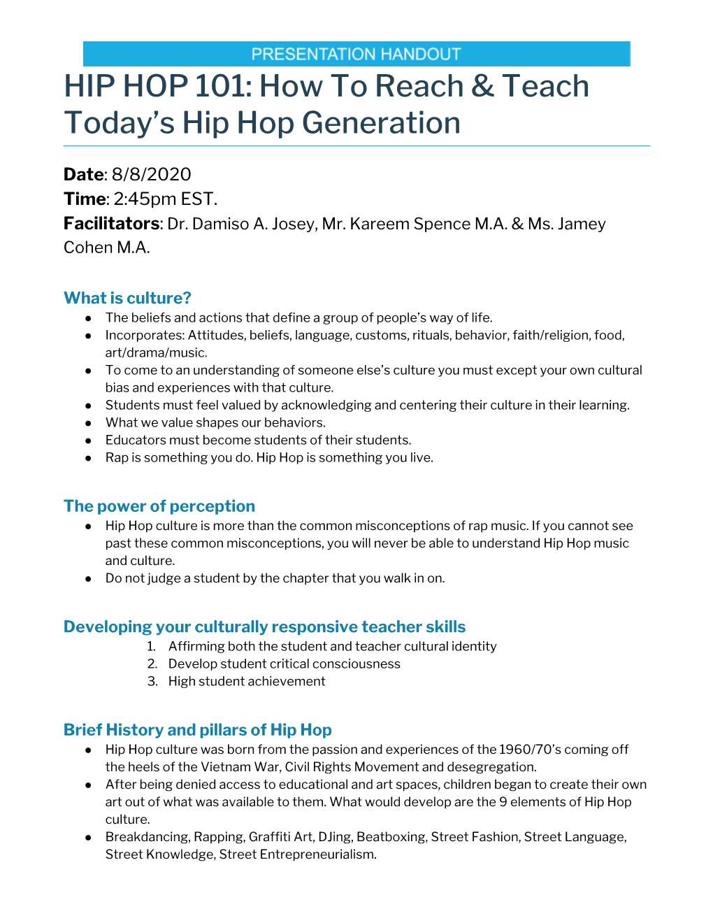 HIP HOP 101: How to Reach & Teach Today’S Hip Hop Generation