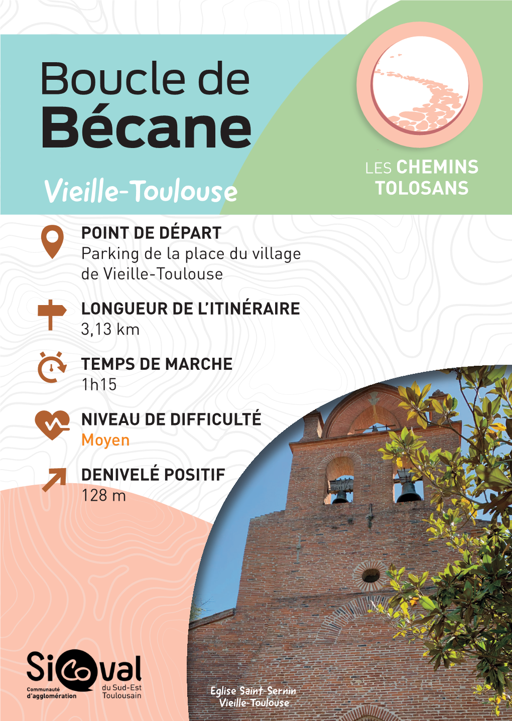 Bécane Les Chemins LES CHEMINS Les Chemins Tolosans Du Pastel Vieille-Toulouse TOLOSANS POINT DE DÉPART Parking De La Place Du Village De Vieille-Toulouse