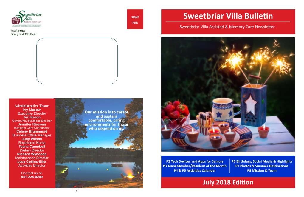 Sweetbriar Villa Bulletin HERE Sweetbriar Villa Assisted & Memory Care Newsletter 6135 E Street Springfield, OR 97478