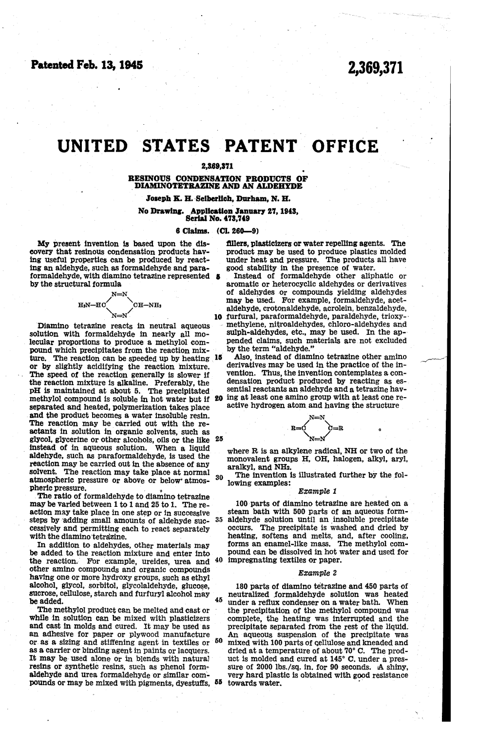 United "States 4 Patent" Office