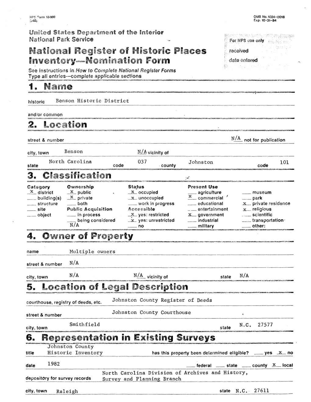 Ification 5. Location Ntation in Existing Surveys