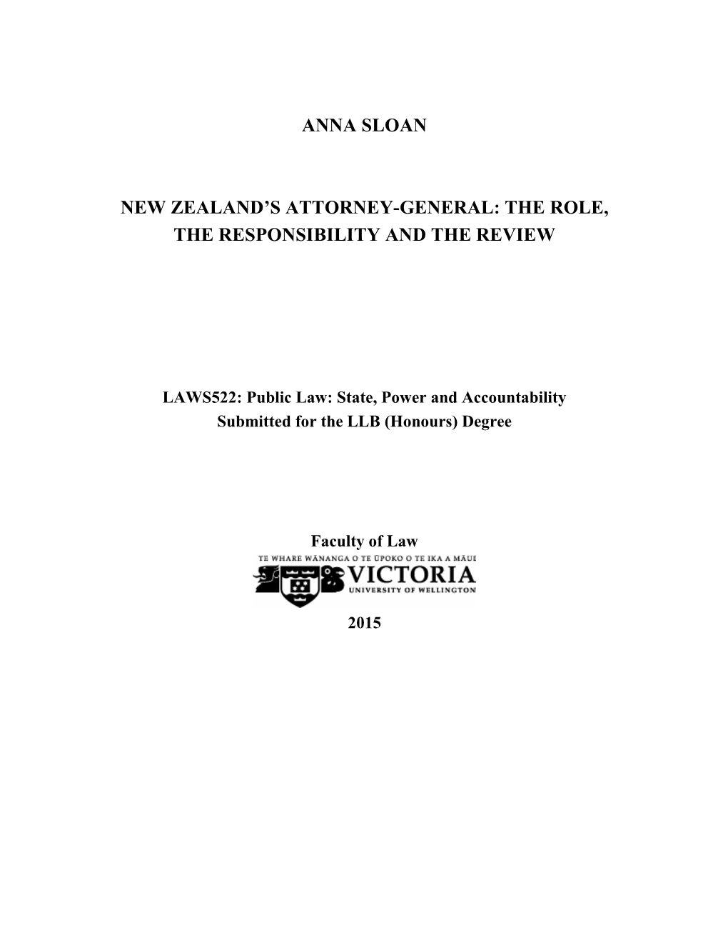 Anna Sloan New Zealand's Attorney-General: the Role