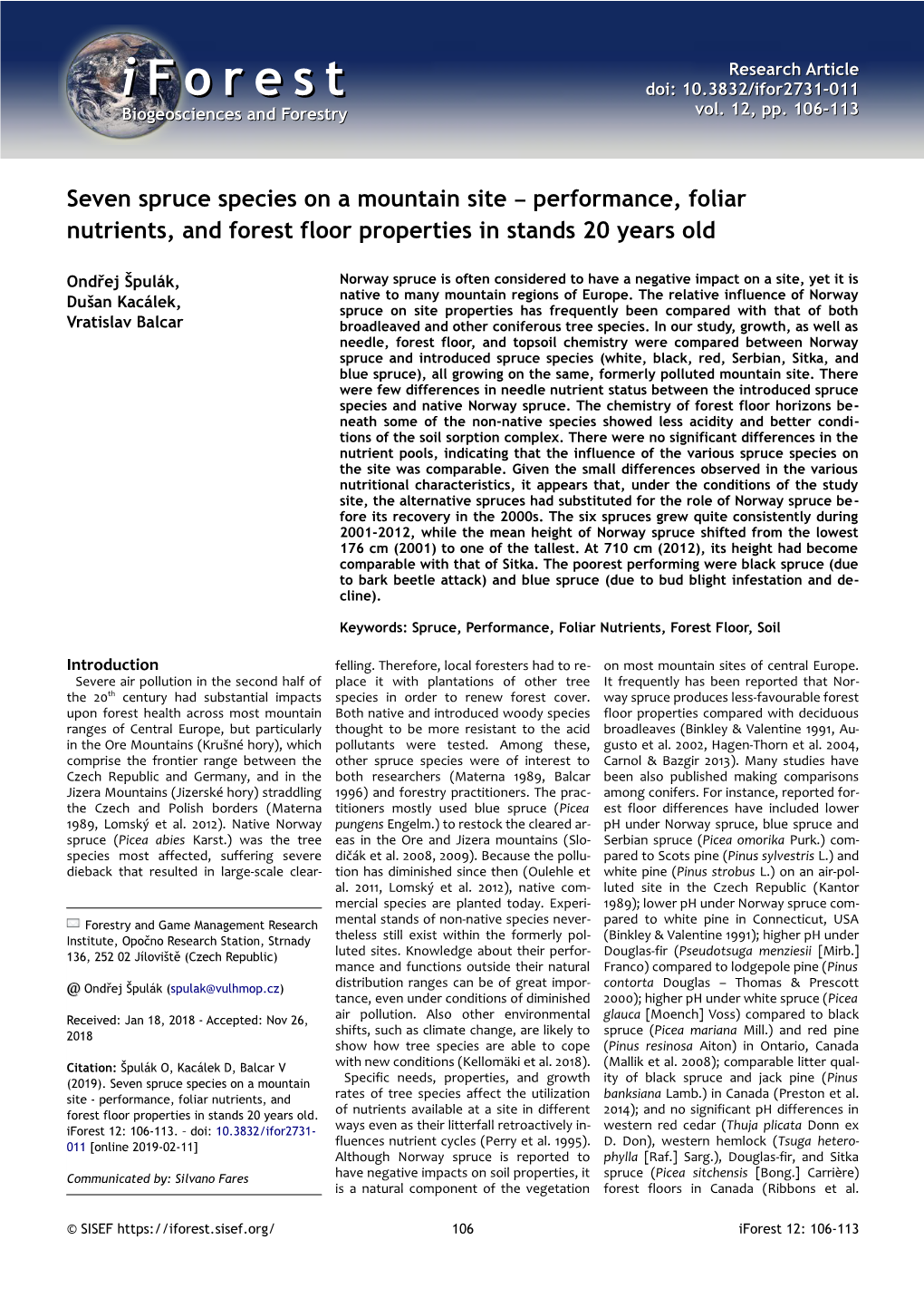 Performance, Foliar Nutrients, and Forest Floor Properties in Stands 20 Years Old