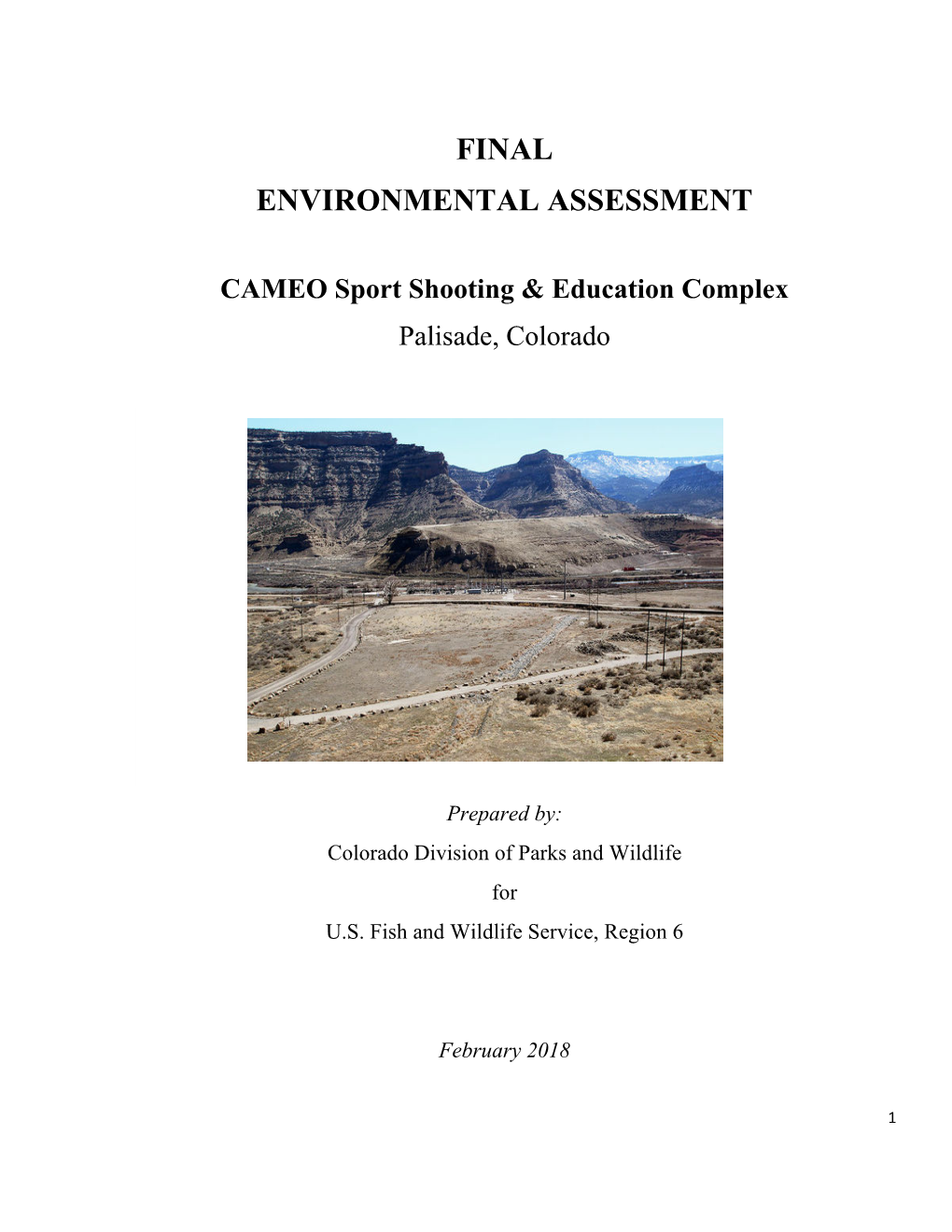 FINAL ENVIRONMENTAL ASSESSMENT CAMEO Sport Shooting & Education Complex