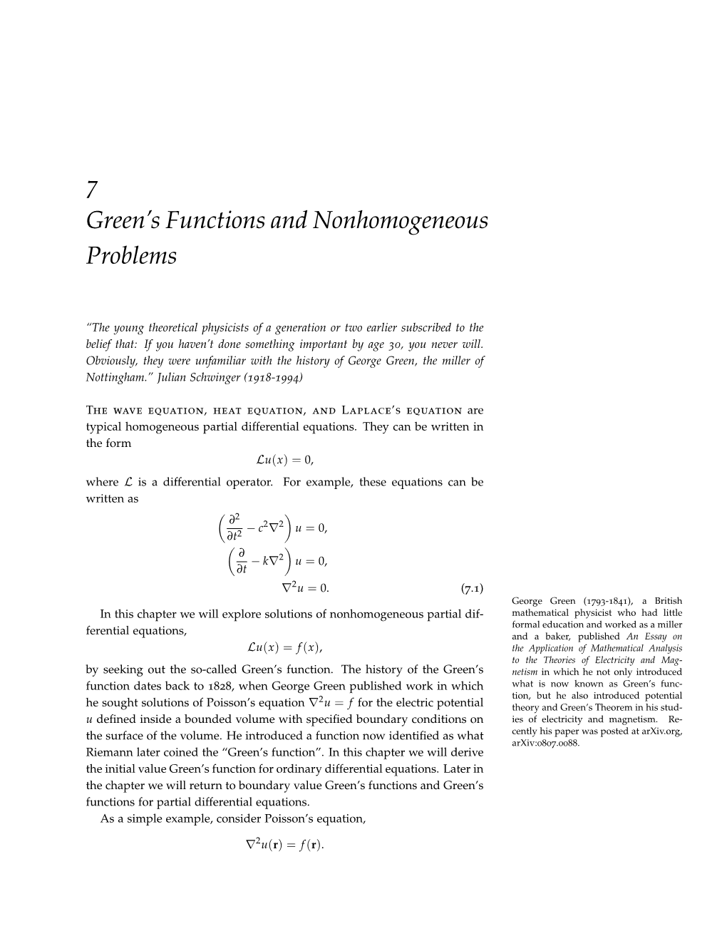 7 Green's Functions and Nonhomogeneous Problems