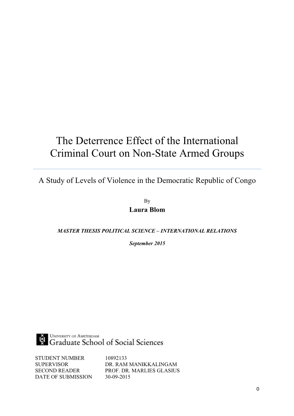 The Deterrence Effect of the International Criminal Court on Non-State Armed Groups