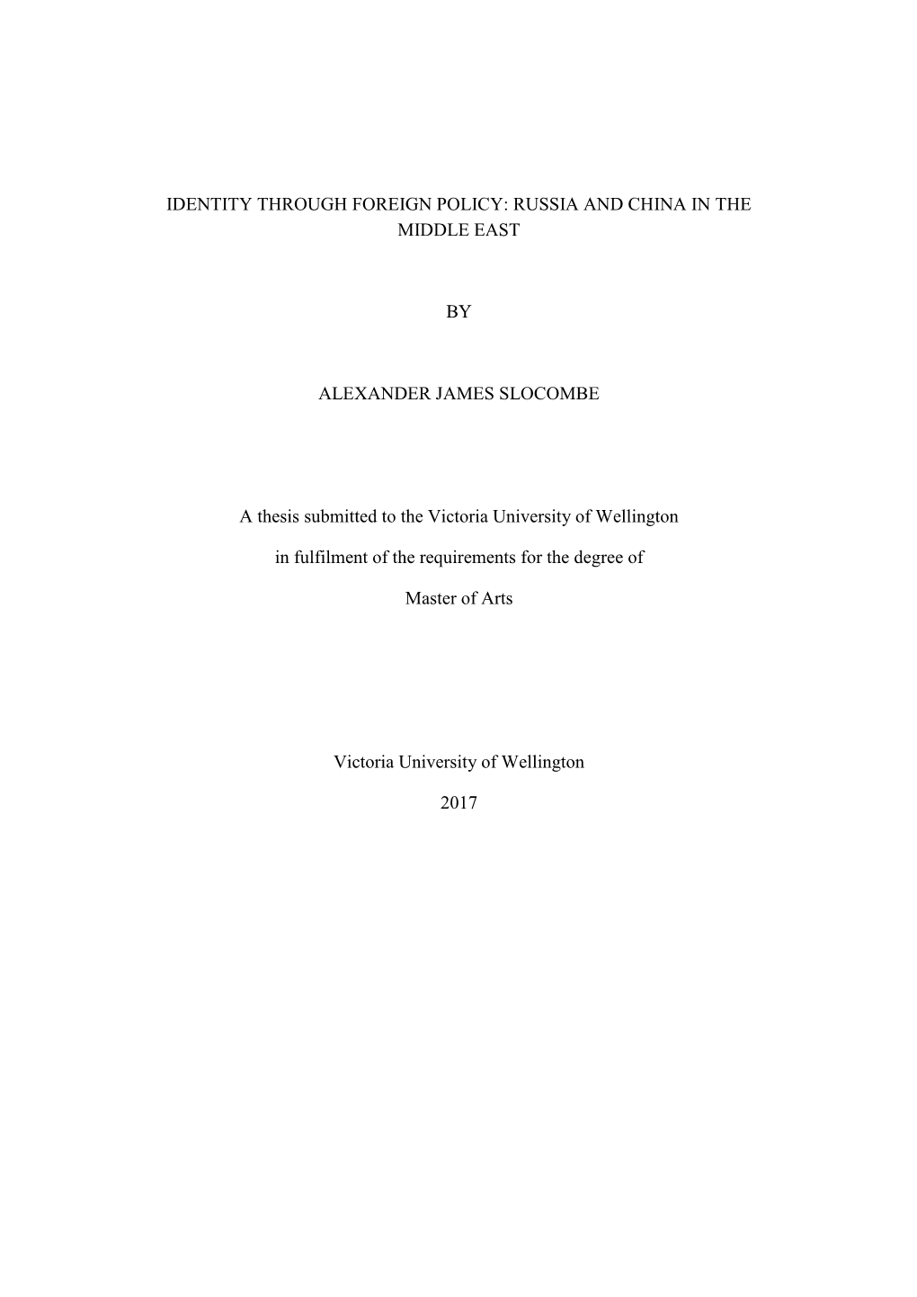 Identity Through Foreign Policy: Russia and China in the Middle East