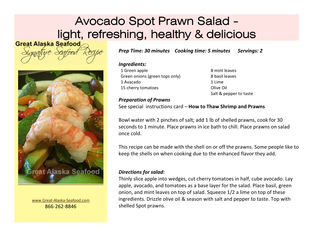 Avocado Spot Prawn Salad - Light, Refreshing, Healthy & Delicious