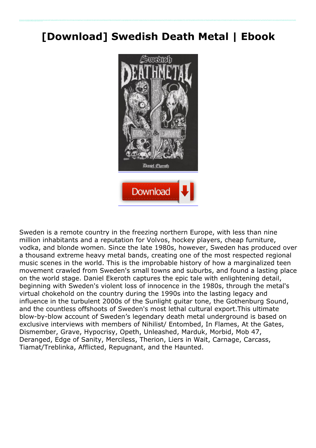 [Download] Swedish Death Metal | Ebook