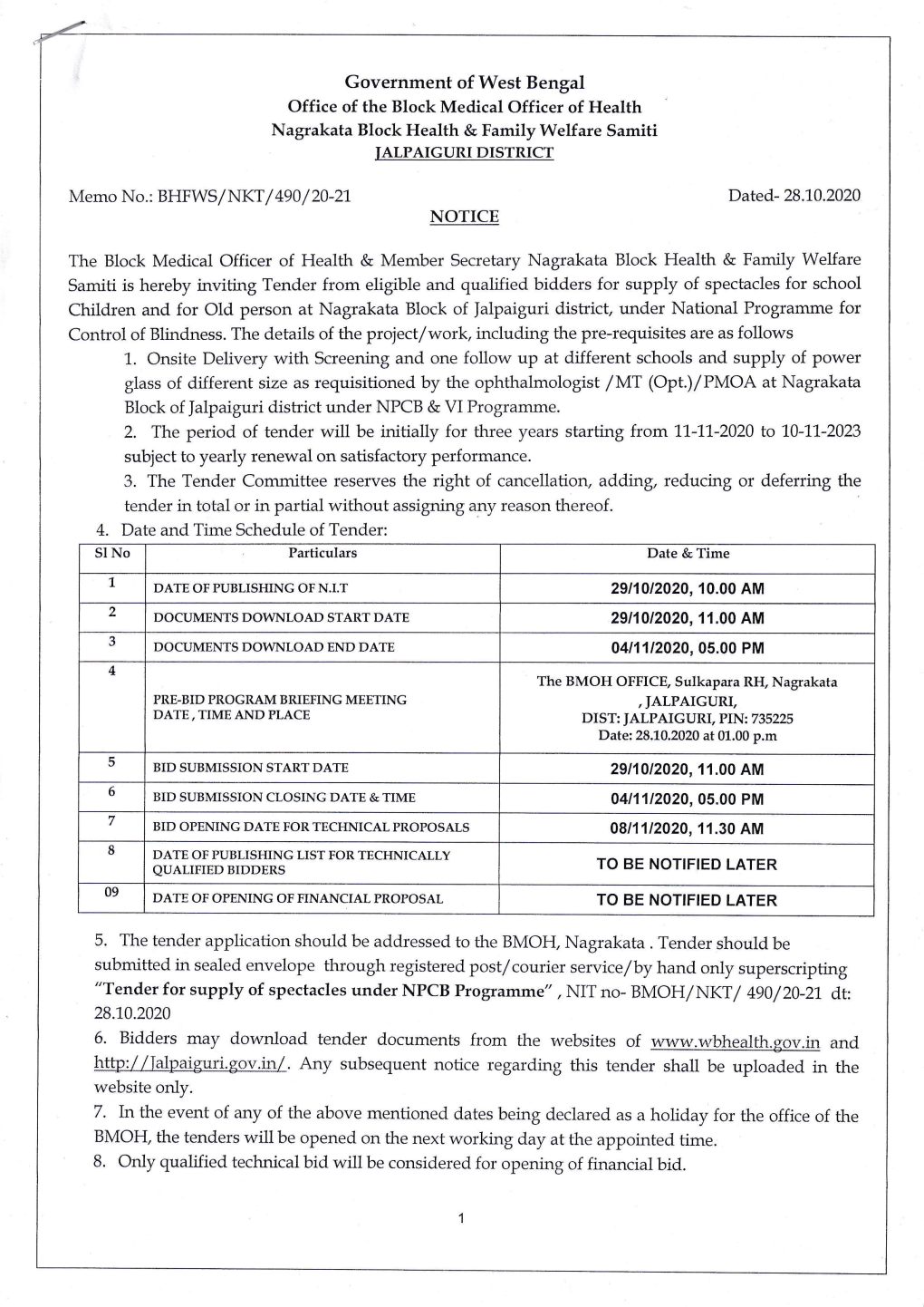 Government of West Bengal 6. Bidders May Download Tender