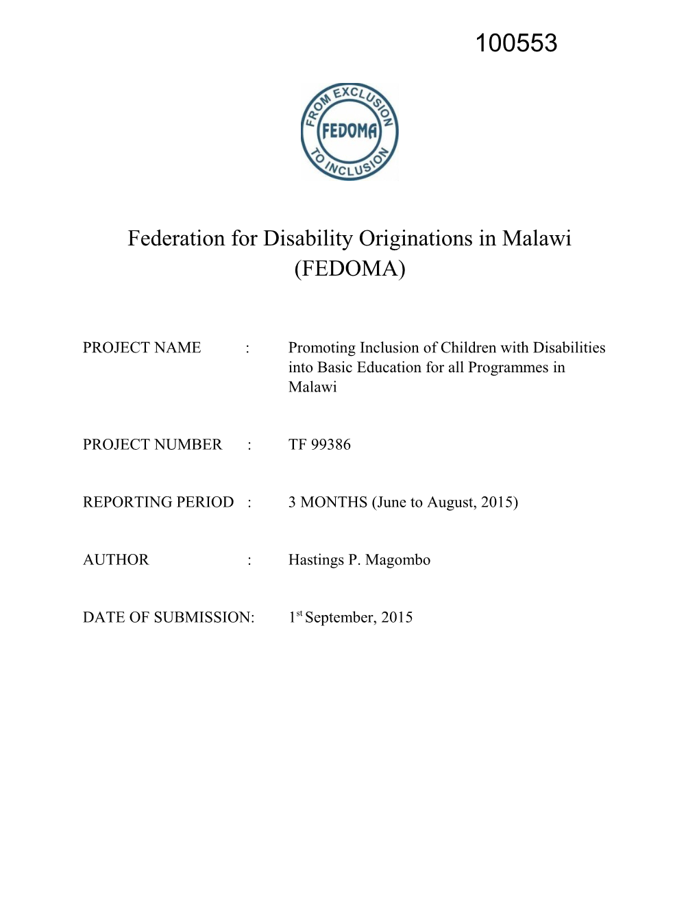 Federation for Disability Originations in Malawi (FEDOMA)