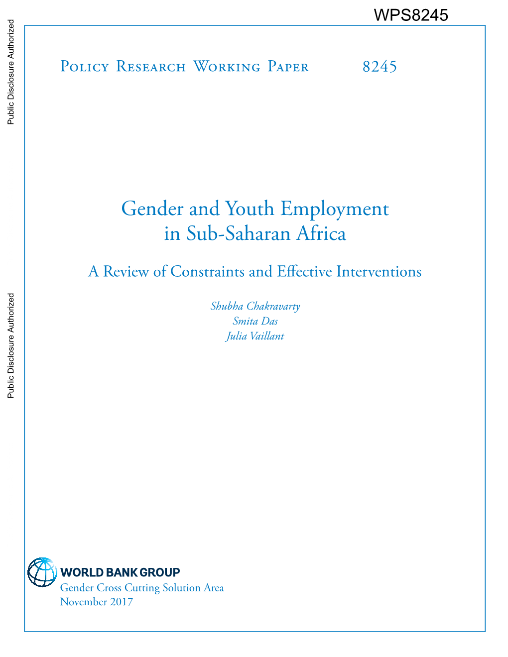 Gender and Youth Employment in Sub-Saharan Africa