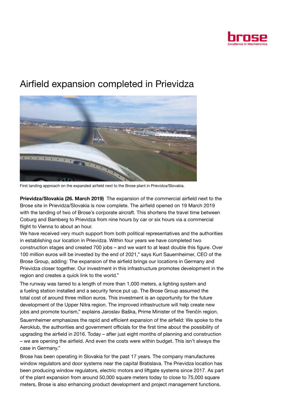 Airfield Expansion Completed in Prievidza